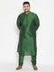 Men's Plus Size Green Viscose Blend Kurta And Pyjama Set