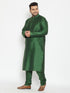 Men's Plus Size Green Viscose Blend Kurta And Pyjama Set