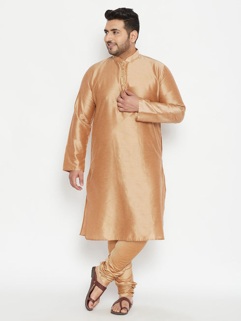 Men's Plus Size Rose Gold Viscose Blend Kurta