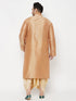 Men's Plus Size Rose Gold Silk Blend Kurta And Gold Dhoti Set