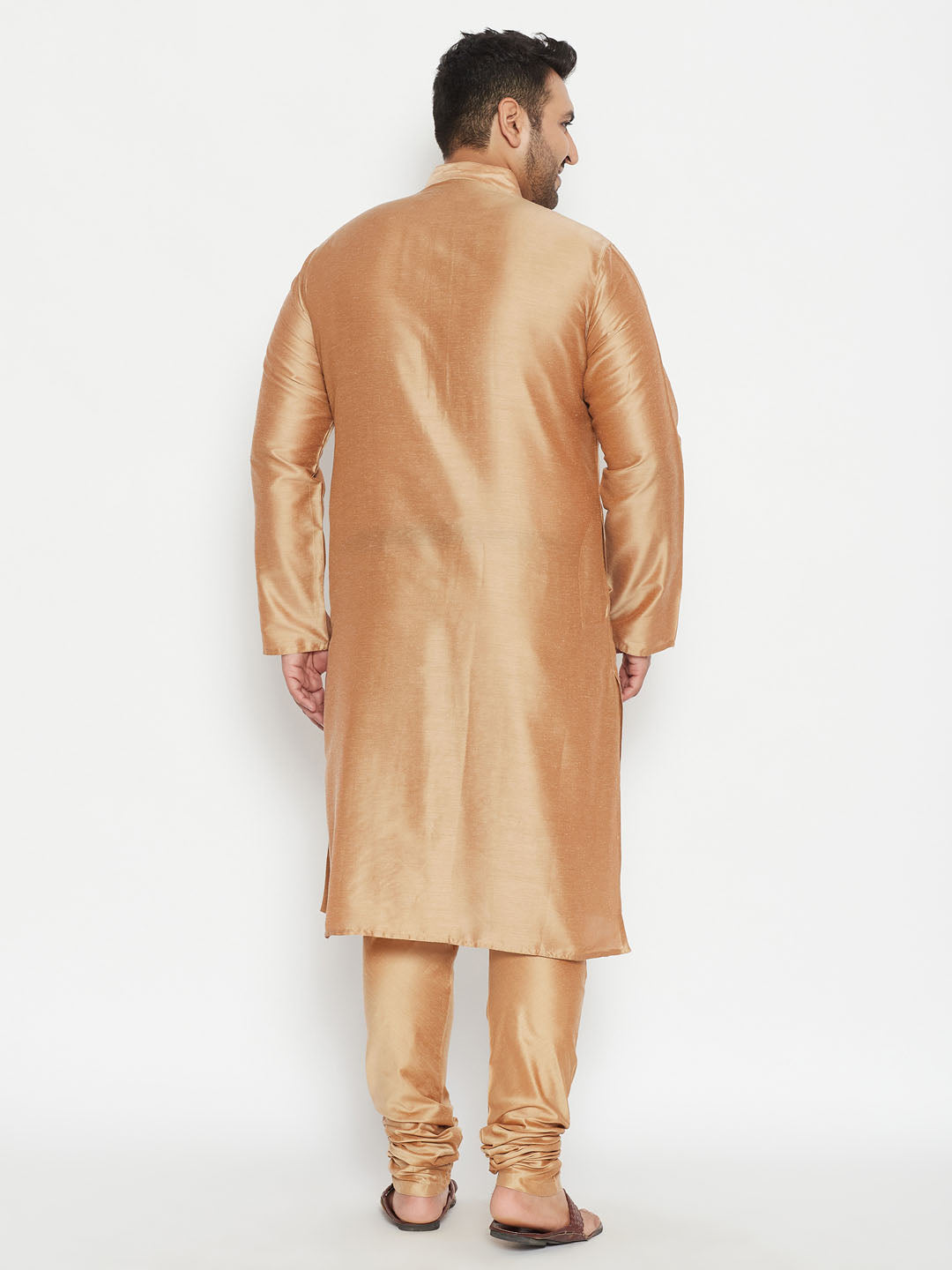 Men's Plus Size Rose Gold Viscose Blend Kurta Pyjama Set