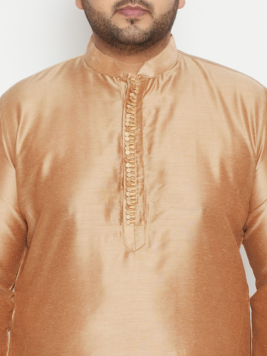 Men's Plus Size Rose Gold Viscose Blend Kurta Pyjama Set