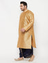 Men's Plus Size Rose Gold Silk Blend Kurta And Navy Blue Dhoti Set