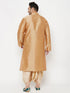 Men's Plus Size Rose Gold Silk Blend Kurta And Gold Dhoti Set