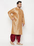 Men's Plus Size Rose Gold Silk Blend Kurta And Maroon Solid Dhoti Set