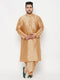 Men's Plus Size Rose Gold Silk Blend Kurta And Rose Gold Dhoti Set