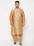 Men's Plus Size Rose Gold Silk Blend Kurta And Rose Gold Dhoti Set