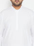 Men's Plus Size White Cotton Blend Kurta
