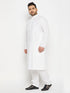 Men's Plus Size White Cotton Blend Kurta And Cotton Pant Style Pyjama Set