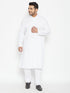 Men's Plus Size White Cotton Blend Kurta Pyjama Set