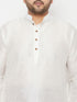 Men's Plus Size White Silk Blend Kurta And Maroon Dhoti Set