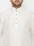 Men's Plus Size White Silk Blend Kurta And Maroon Solid Dhoti Set