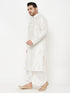 Men's Plus Size White Cotton Blend Kurta And White Dhoti Set