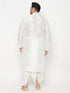 Men's Plus Size White Cotton Blend Kurta And White Dhoti Set