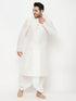 Men's Plus Size White Cotton Blend Kurta And White Dhoti Set