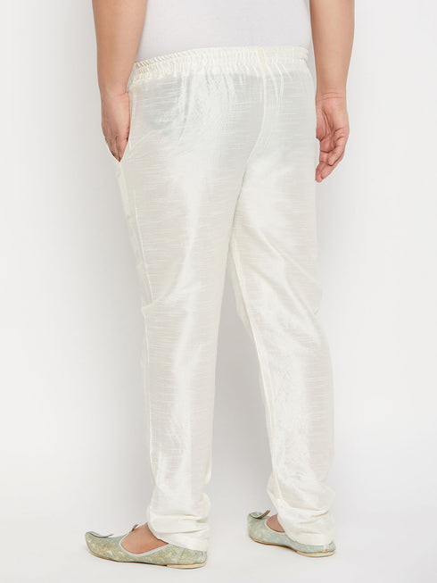 Men's Plus Size Cream Silk Blend Pant Style Pyjama