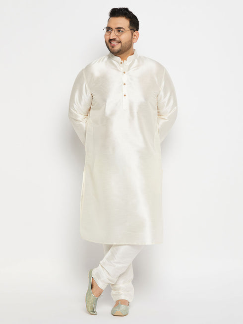 Men's Plus Size Cream Silk Blend Pant Style Pyjama