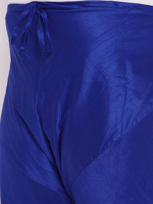 VASTRAMAY Men's Plus Size Blue Cotton Silk Blend Churidar