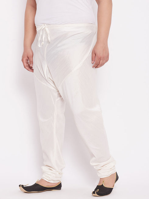 Men's Plus Size Cream Solid Relax Fit Churidar