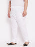 Men's Plus Size White Solid Pure Cotton Relaxed-Fit Pyjama