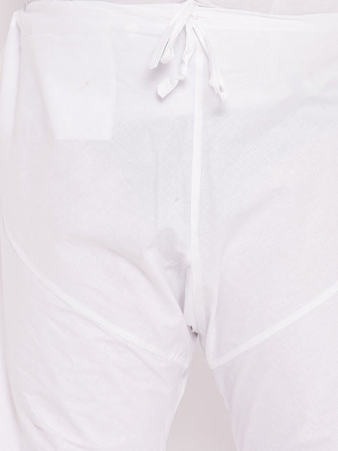 Men's Plus Size White Solid Pure Cotton Relaxed-Fit Pyjama