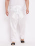 Men's Plus Size White Cotton Silk Blend Churidar