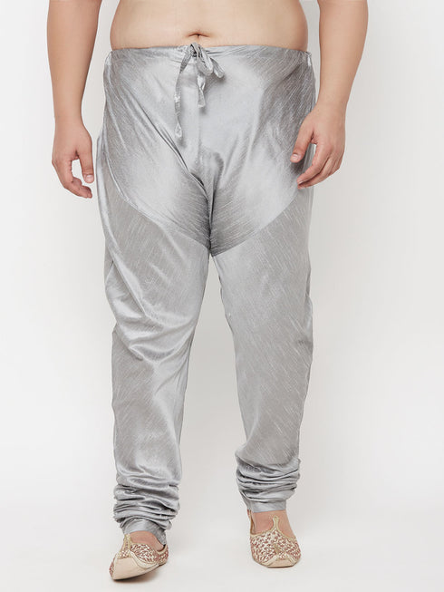 VASTRAMAY Men's Plus Size Grey Cotton Silk Blend Pyjama