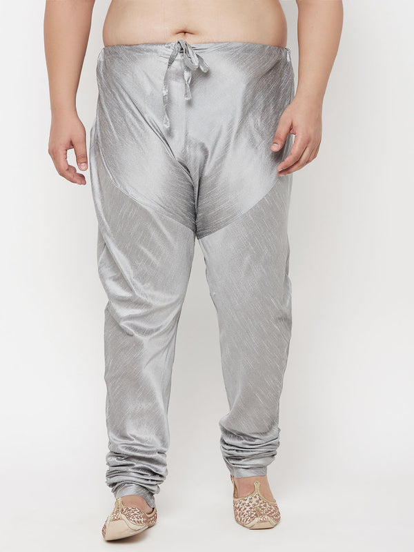 VASTRAMAY Men's Plus Size Grey Cotton Silk Blend Pyjama