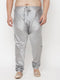 VASTRAMAY Men's Plus Size Grey Cotton Silk Blend Pyjama