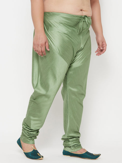 VASTRAMAY Men's Plus Size Green Cotton Silk Blend Pyjama