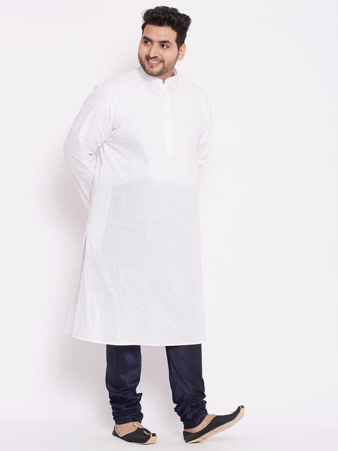 VASTRAMAY Men's Plus Size Blue Cotton Silk Blend Pyjama