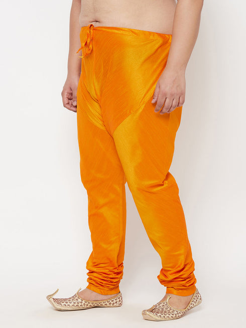 VASTRAMAY Men's Plus Size Orange Cotton Silk Blend Pyjama