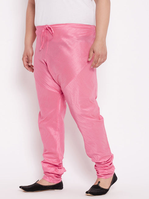 Men's Plus Size Pink Solid Slim-Fit Churidar