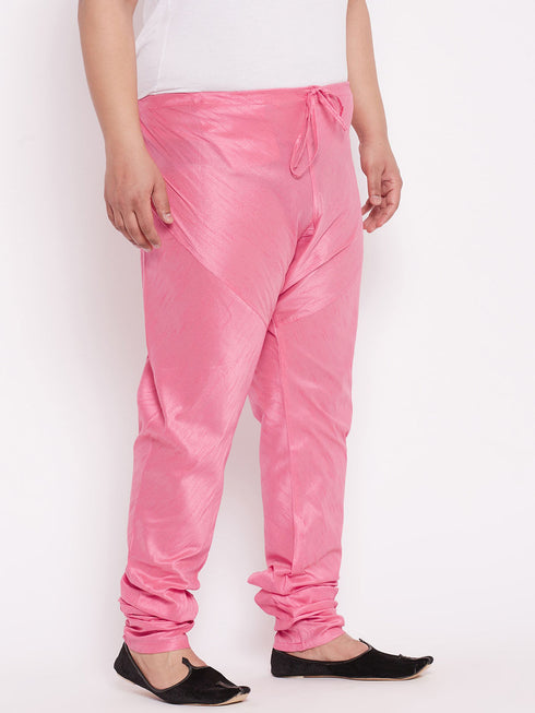 Men's Plus Size Pink Solid Slim-Fit Churidar