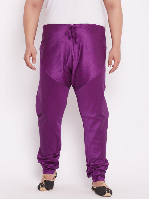 VASTRAMAY Men's Plus Size Purple Cotton Silk Blend Pyjama