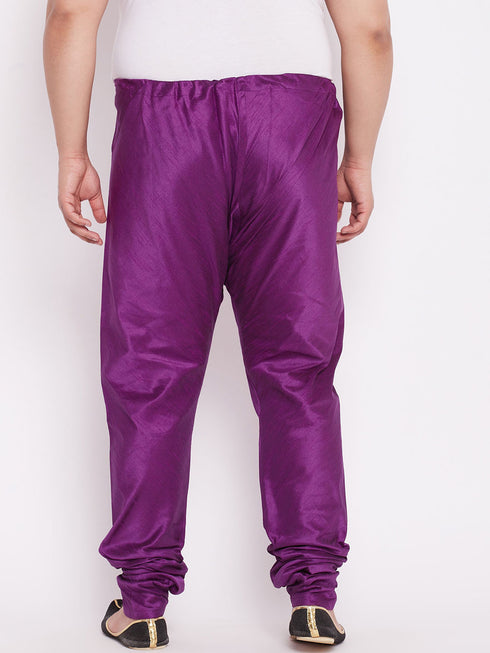 VASTRAMAY Men's Plus Size Purple Cotton Silk Blend Pyjama
