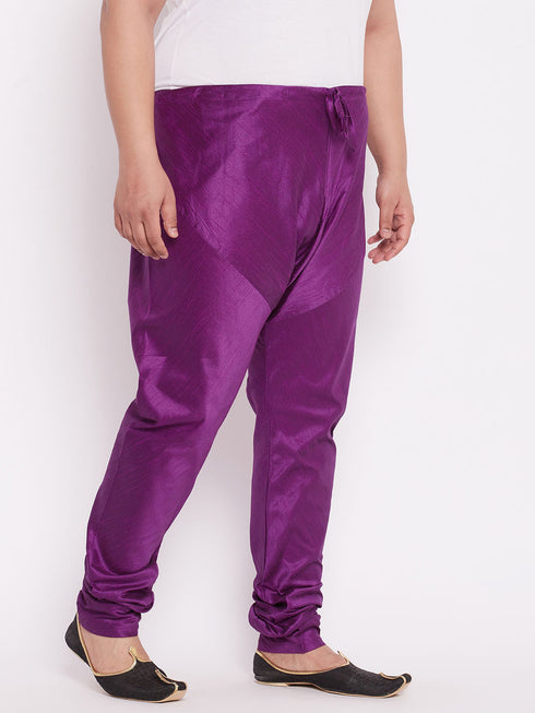 VASTRAMAY Men's Plus Size Purple Cotton Silk Blend Pyjama