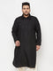 Men's Plus Size Black Cotton Blend Pathani Kurta