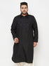 Men's Plus Size Black Cotton Blend Pathani Kurta