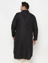 Men's Plus Size Black Cotton Blend Pathani Kurta