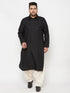 Men's Plus Size Black Cotton Blend Pathani Kurta