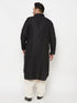 Men's Plus Size Black And Cream Cotton Blend Pathani Set