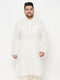 Men's Plus Size Cream Cotton Blend Pathani Kurta