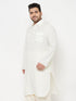 Men's Plus Size Cream Cotton Blend Pathani Kurta