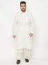 Men's Plus Size Cream Cotton Blend Pathani Kurta