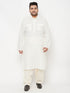 Men's Plus Size Cream Cotton Blend Pathani Set