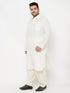 Men's Plus Size Cream Cotton Blend Pathani Set
