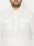 Men's Plus Size Cream Cotton Blend Pathani Set
