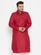 Men's Plus Size Maroon Cotton Blend Pathani Kurta