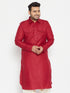 Men's Plus Size Maroon Cotton Blend Pathani Kurta